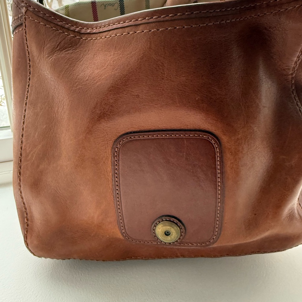 Coach Becker Legacy Tattersall Leather Buckle Shoulder Bag in Whiskey - Picture 10 of 11